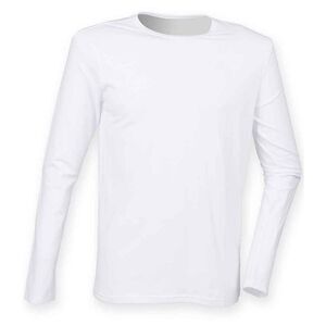 Skinni Fit Mens Feel Good Stretch Long-Sleeved T-Shirt / White
